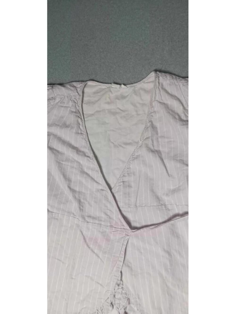 Gap Linen Blend Ruffled Wrap Dress Womens Siz XL Light Purple Stripes - Picture 9 of 12